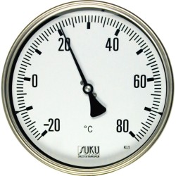 Typ 32, Gasdruck-Thermometer NG100, komplett Edelstahl, Anschluss hinten, fester Fühler