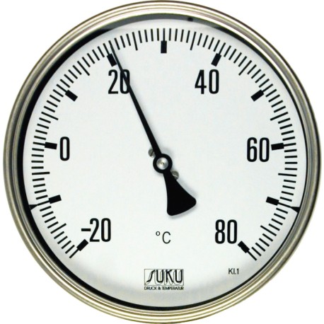 Typ 32, Gasdruck-Thermometer NG100, komplett Edelstahl, Anschluss hinten, fester Fühler