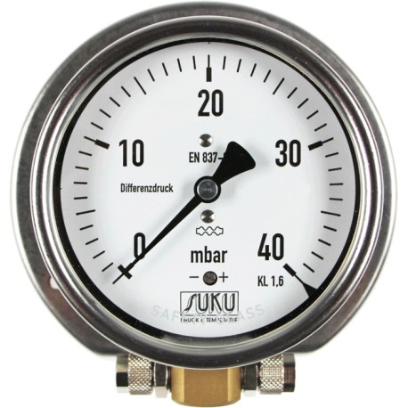 Type 5900 Differential pressure gauge with capsule element NS100 with connection for hose