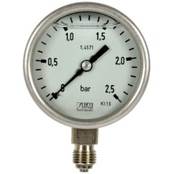 Type 6505, S3 Safety pressure gauge NS63, chemical execution, connection bottom