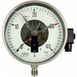 Typ 4012 Kontaktmanometer NG160, Chemieausführung mit Füllung, Anschluss unten