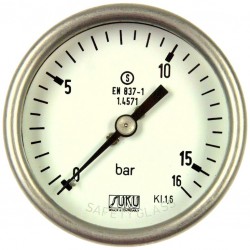 Type 6507, S3 Safety pressure gauge NS63, chemical execution, connection back