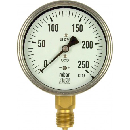 Type 5631, Capsule type pressure gauge NS100, connection bottom