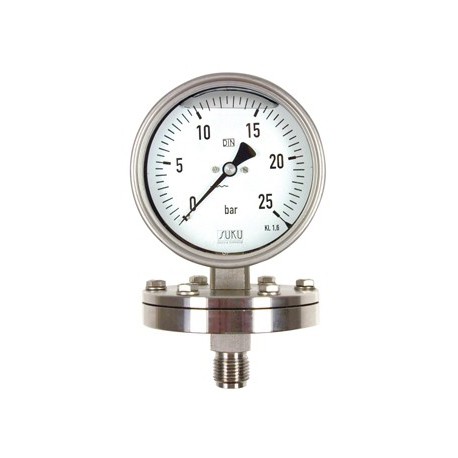 Type 7851, Pressure gauges with diaphragm NS160, case stainless steel, glycerine filling
