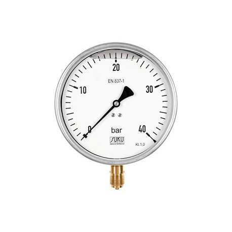 Typ 7801, Rohrfedermanometer mit Glyzerinfüllung NG160, Anschluss unten
