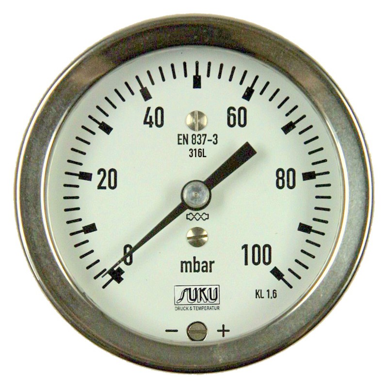 Manometer 0-0,6bar 50mm Martechnic Hamburg Anschluß 1/4" hinten 