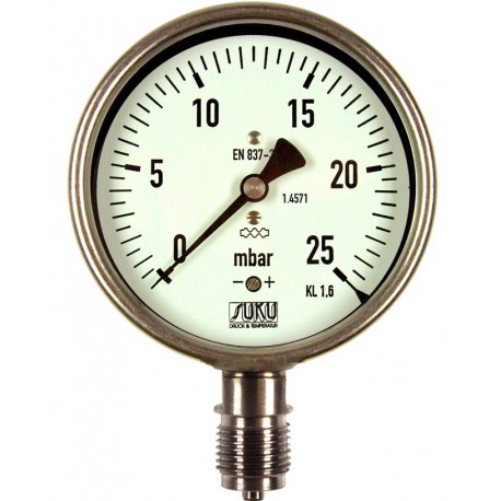 Typ 6086, Kapselfedermanometer NG100, Chemieausführung, Anschluss unten