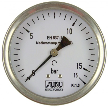 Type 5341, Pressure gauge with Bourdon tube NS100, connection back, stainless steel