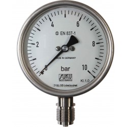 Type 6513, S3 Safety pressure gauge NS100, chemical execution, connection bottom