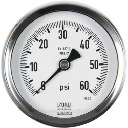Typ 6201 Rohrfedermanometer NG80, komplett Edelstahl, Anschluss hinten