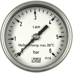 Typ 6323  Rohrfedermanometer NG63, Hochtemperaturausführung bis 300°C