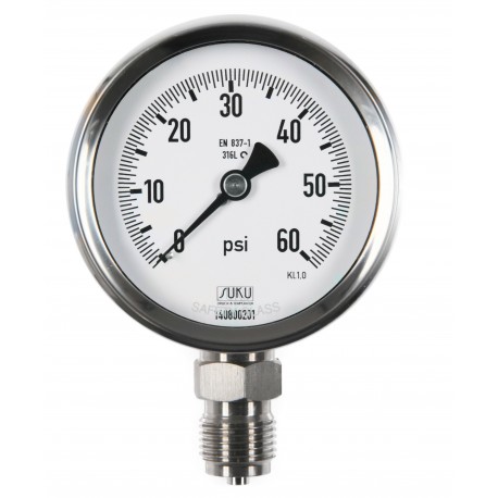 Typ 6202 Rohrfedermanometer mit Glyzerinfüllung, NG80, Anschluss unten