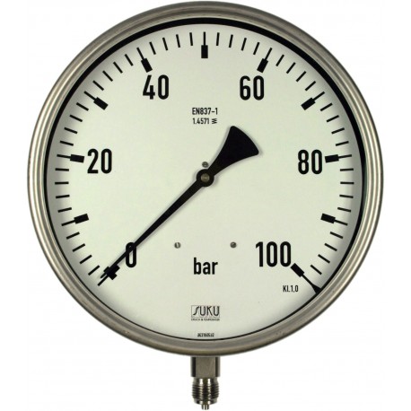 Typ 6330 Rohrfedermanometer NG250, komplett Edelstahl, Anschluss unten