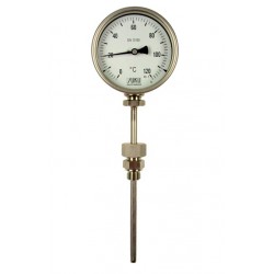 Type B12 Bimetal thermometer, stainless steel with bayonet ring, connection bottom