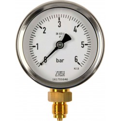 Typ 4882, Rohrfedermanometer NG80, Gehäuse Edelstahl, Anschluss unten