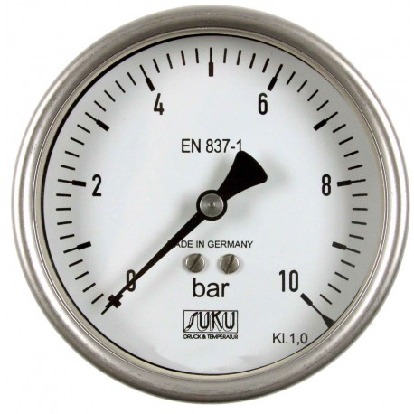 Typ 6329, Rohrfedermanometer NG100, Chemieausführung, füllfähig, Anschluss hinten