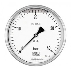 Type 6318, Bourdon tube pressure gauge NS160, chemical execution, fillable, connection back