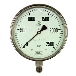 Type 6516, S3 Safety pressure gauge NS160, all stainless steel, connection bottom